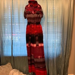 BEBE 100% silk tie die jumpsuit